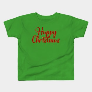 Happy Christmas with Holly and Bow Text Design Kids T-Shirt